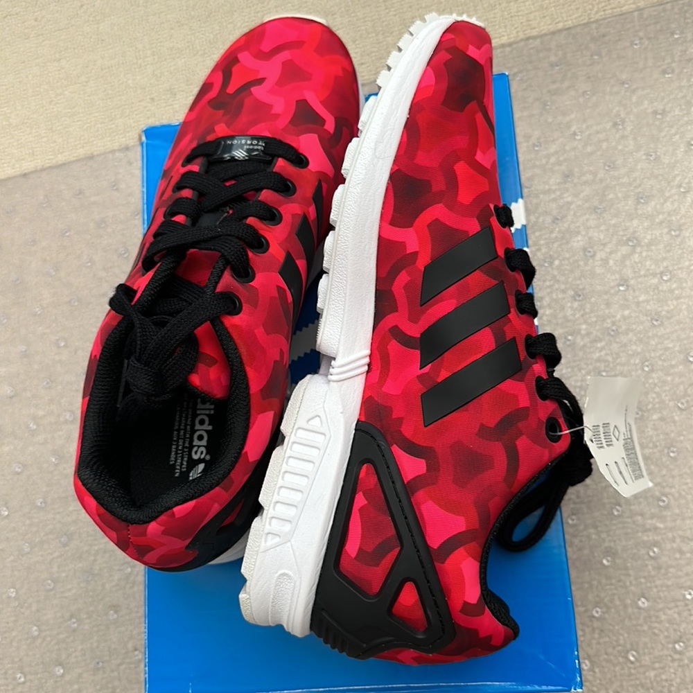 🆕 new in box women size 6.5 adidas originals red sneakers zx flux - Picture 6 of 6